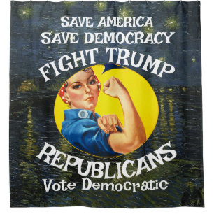 Trump Republican Party Birthday Holiday Boys Girls Shower Curtain