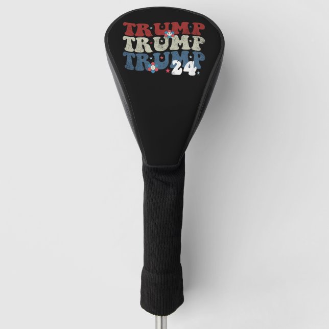 Trump Retro Groovy Flower 24 2024 Election Golf Head Cover (Front)