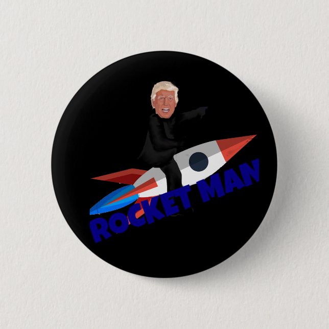 Trump Rides a Rocket 6 Cm Round Badge (Front)