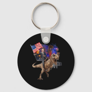 Trump Riding A Dinosaur T-rex Suppor Trump 2020  Key Ring