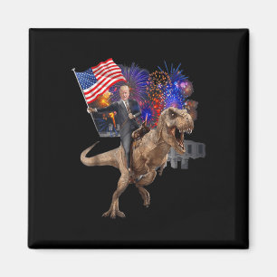 Trump Riding A Dinosaur T-rex Suppor Trump 2020  Magnet