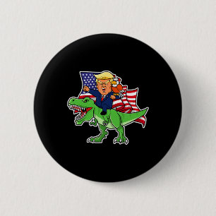 Trump Riding A Dinosaur Trex Funny Merica Patrioti 6 Cm Round Badge
