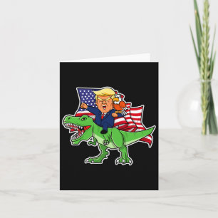 Trump Riding A Dinosaur Trex Funny Merica Patrioti Card
