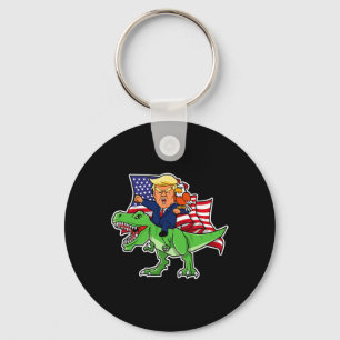 Trump Riding A Dinosaur Trex Funny Merica Patrioti Key Ring