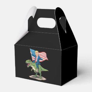 Trump Riding Dinosaur T Rex USA American Flag Favour Box