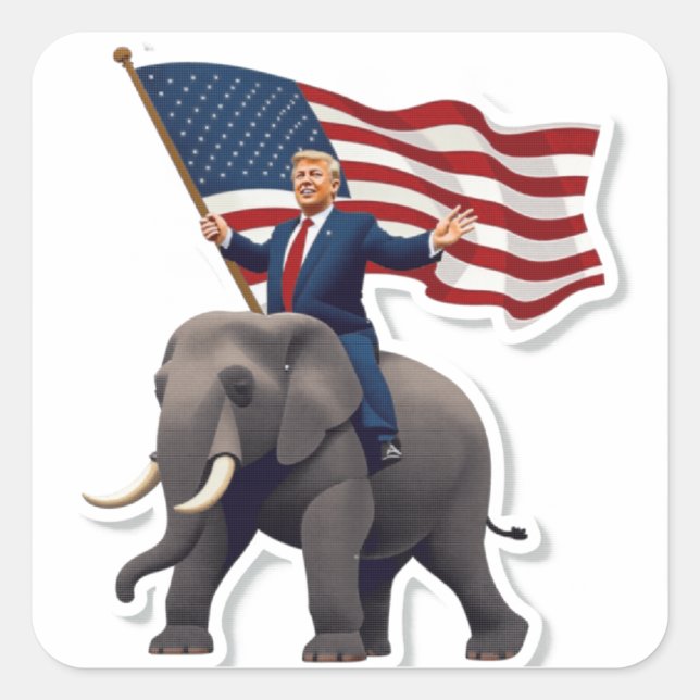 Trump Riding Elephant Square Sticker (Front)