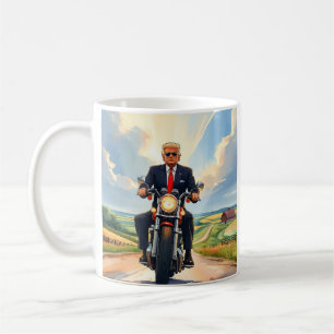 Trump Riding Motorcycle America's Farmland US MAGA Coffee Mug