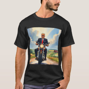 Trump Riding Motorcycle America's Farmland US MAGA T-Shirt