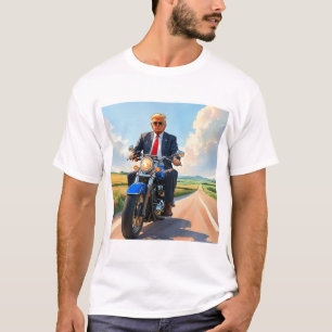 Trump riding Motorcycle Beautiful Road America USA T-Shirt