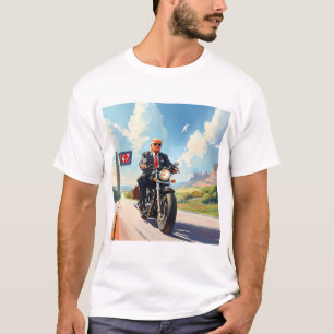 Trump riding Motorcycle past 47 sign Southwest USA T-Shirt
