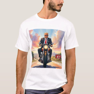 Trump riding Motorcycle past 47 sign US Capitol T-Shirt