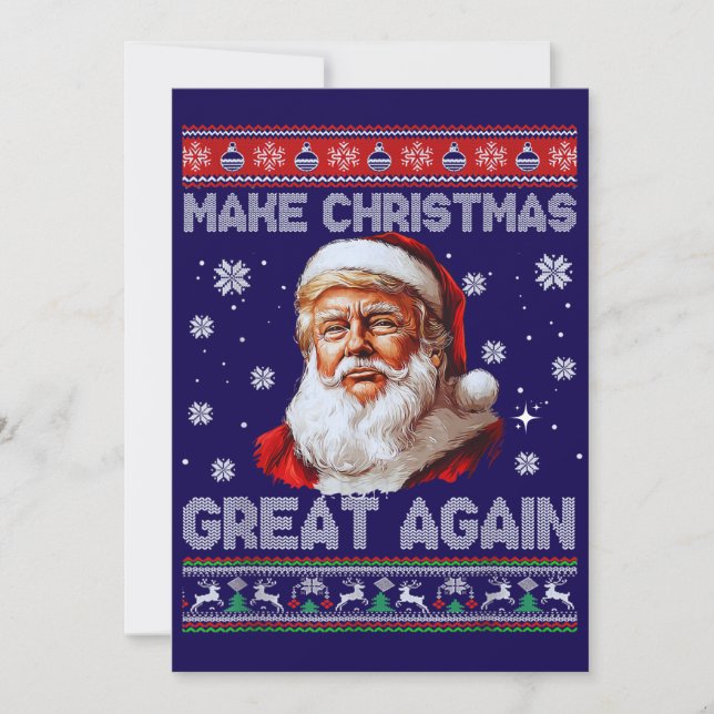 Trump Santa Claus Hat Make Christmas Great Again Holiday Card (Front)