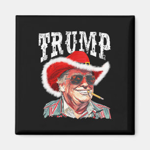 Trump Santa Cowboy Hat Christmas Texas Western How Magnet