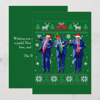 Trump Santa Hat Dance Green Christmas Card