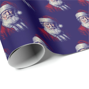 Trump Santa Hat Face Funny Christmas Art Wrapping Paper