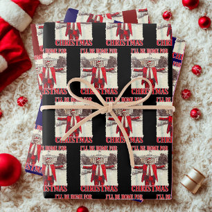 Trump Santa Hat I'll Be Home for Christmas Wrapping Paper Sheet