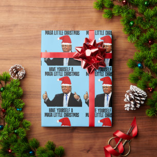 TRUMP SANTA HAT, MAGA LITTLE CHRISTMAS  WRAPPING PAPER