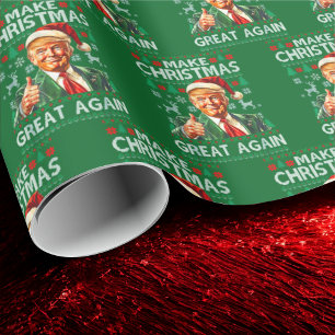 Trump Santa Hat   Make Christmas Great Again Green Wrapping Paper