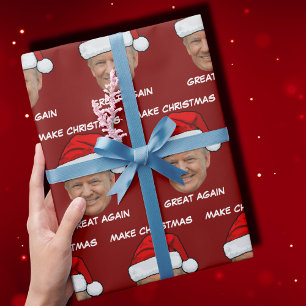 Trump Santa hat Make Christmas Great Again Red Wrapping Paper
