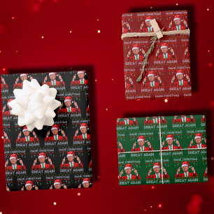 Trump Santa Hat   Make Christmas Great Again Wrapping Paper Sheet