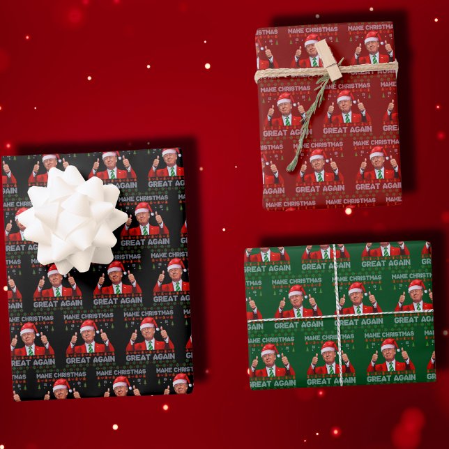 Trump Santa Hat | Make Christmas Great Again Wrapping Paper Sheet (Creator Uploaded)