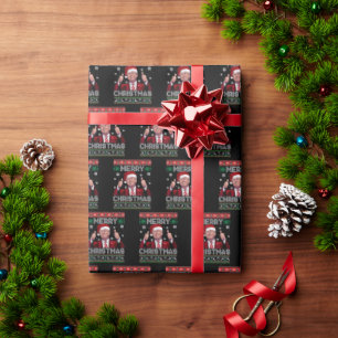 Trump Santa Hat Merry Christmas Ugly Sweater  Wrapping Paper