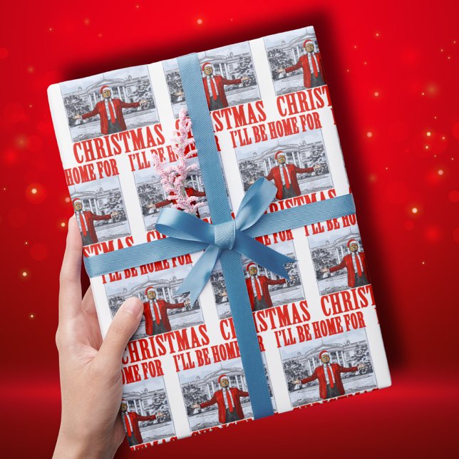 Trump Santa Hat | Trump I'll Be Home For Christmas Wrapping Paper (Creator Uploaded)