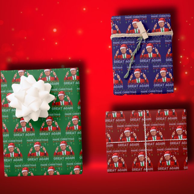Trump Santa Hat | Trump Make Christmas Great Again Wrapping Paper Sheet (Creator Uploaded)