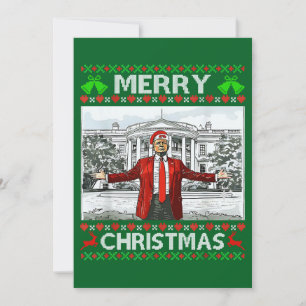 Trump Santa Hat   Trump Merry Christmas Ugly Xmas Holiday Card