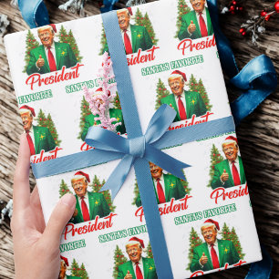 Trump Santa Hat Wrap   Santa's Favourite President Wrapping Paper