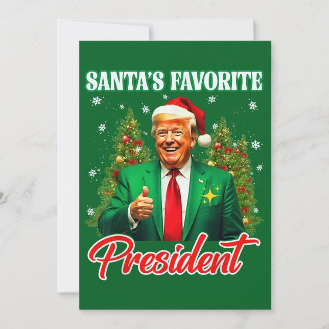 Trump Santa Hat Xmas | Santa's Favourite President Holiday Card (Front)
