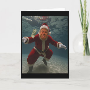 Trump Santa Pool Christmas Spirit Dollar Bill  Card