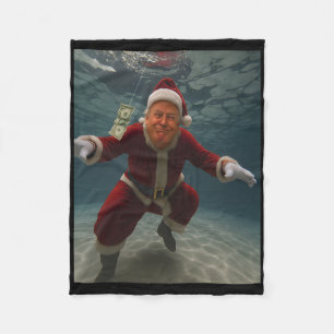 Trump Santa Pool Christmas Spirit Dollar Bill Fleece Blanket