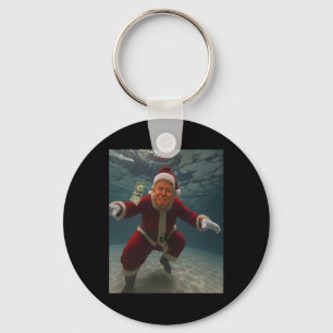Trump Santa Pool Christmas Spirit Dollar Bill  Key Ring