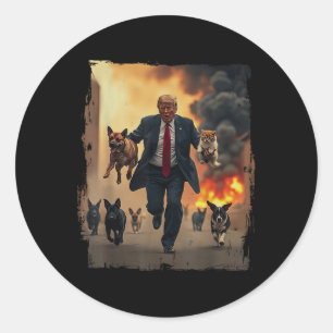 Trump Saves Dogs , Funny Us Election 2024 Republic Classic Round Sticker