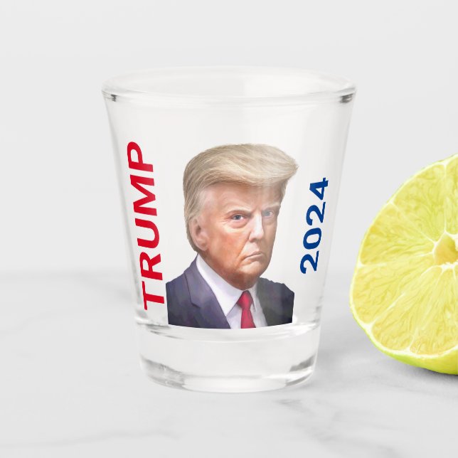 Trump Seeing Red Unofficial Mug Shot Trump 2024 Shot Glass (Front)