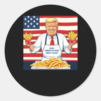 Trump Serving Mcdonalds Fries  Classic Round Sticker
