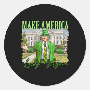 Trump Shamrock Make America Lucky Again St Patrick Classic Round Sticker