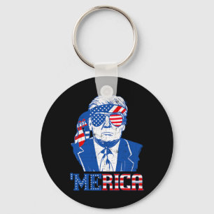 Trump Shirt Merica Trump Sungl Us Flag 4th Of July Key Ring