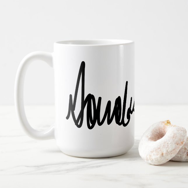 Trump Signature Decal Coffee Mug (With Donut)