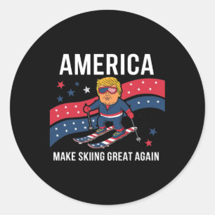 Trump Ski Usa - Christmas Make Skiing Great Again Classic Round Sticker