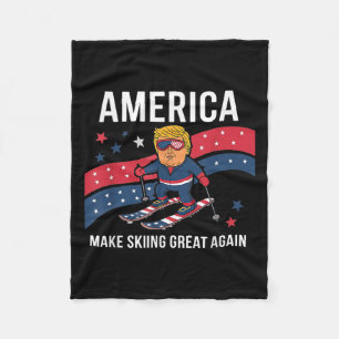 Trump Ski Usa - Christmas Make Skiing Great Again Fleece Blanket