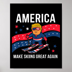Trump ski usa - christmas make skiing great again poster