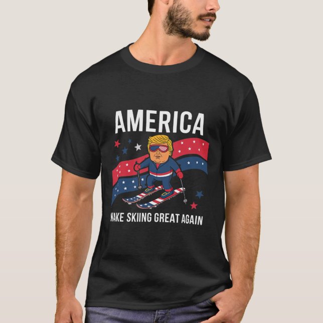 Trump Ski Usa - Christmas Make Skiing Great Again  T-Shirt (Front)