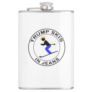 Trump Skis In Jeans Hip Flask