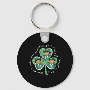 Trump St Patrick's Day 2025 Funny Kiss Me I Voted Key Ring
