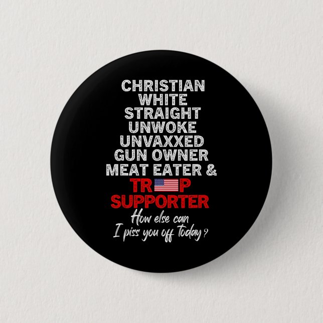 Trump Supporter Christian White Straight Unwoke Un 6 Cm Round Badge (Front)