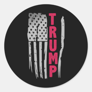 Trump Supporter Voter Gift Vintage American Flag N Classic Round Sticker