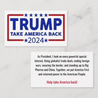 Trump Take America Back Again Calling Card