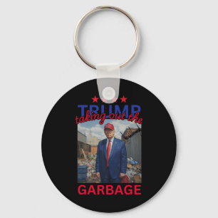Trump Taking Out The Garbyge 2024 Funny Trump Key Ring